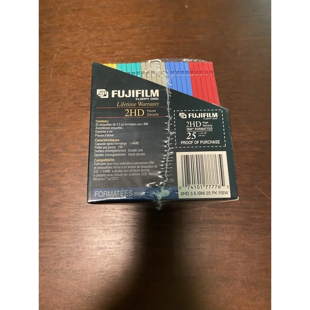 Fujifilm Box of 25 IBM Formatted 1.44MB‎ Colored Floppy Disks Brand New Sealed